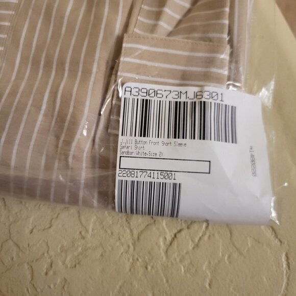J Jill sandbar/white striped blouse NWOT 2X - Picture 9 of 13